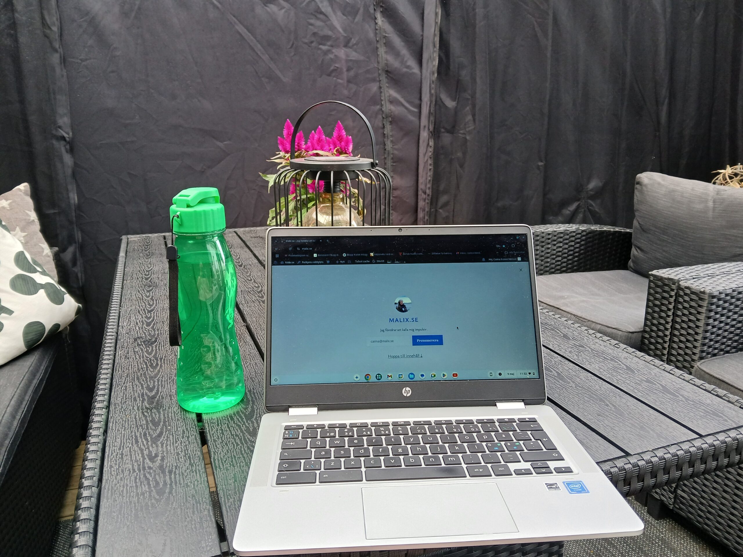 Sitter ute under vår paviljong med jord under naglarna och med en hjärna som går all in.