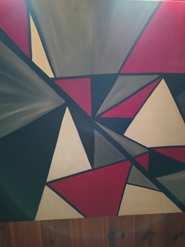 ADHD in everyday life – structure in chaos, geometric artwork in black, gray and burgundy