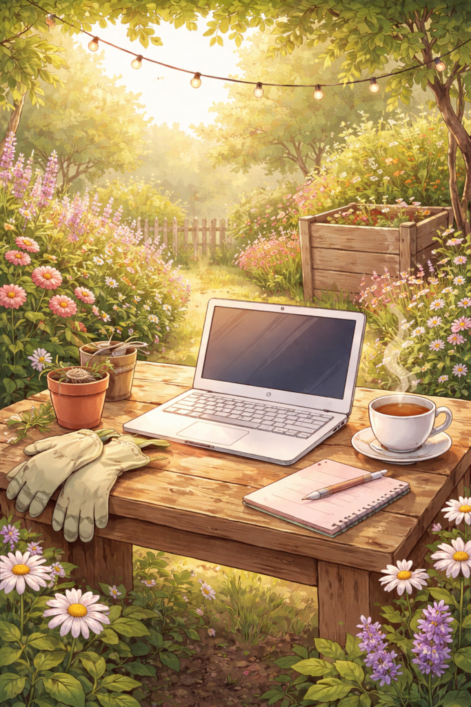 En liten förändring i vardagen – kvinna med vit laptop och kaffekopp som skriver